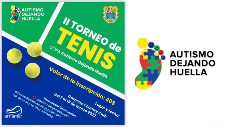 A partir del día 7 y hasta el 28 de marzo se realizará el II Torneo de Tenis “Copa Autismo Dejando Huella”. Este evento benéfico se llevará a cabo en las canchas del Caracas Country Club.